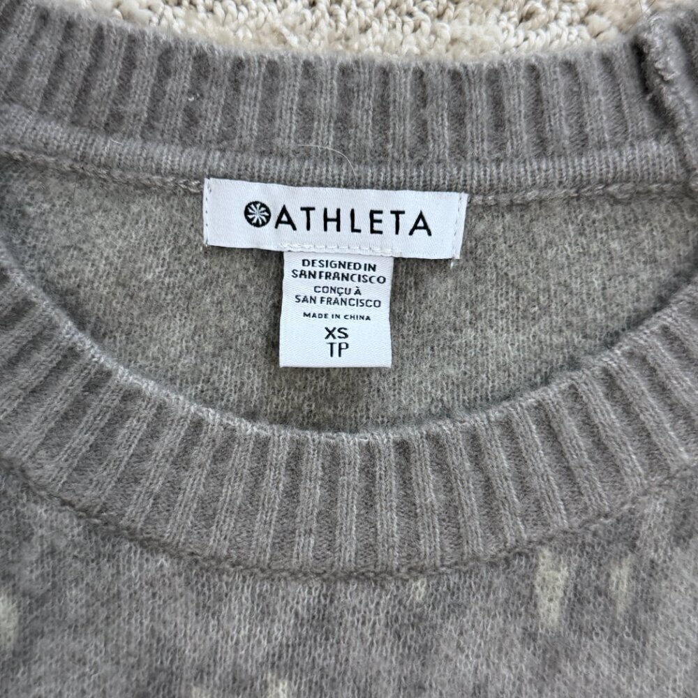 Athleta Hawthorn Textured Crew Sweater XS Gray Merino Wool GrandpaCore - Picture 3 of 4